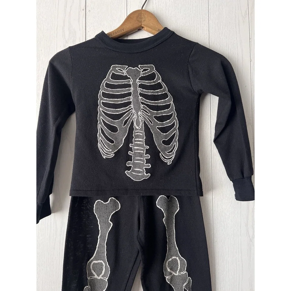 Vintage 1980's Halloween SKELETON PAJAMAS UNISEX PJ'S 6/7 Costume Pj's Karate